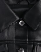 j.style Geacă Neagră Ramones Cropped cu Croială Tip Cămașă Savarinda
