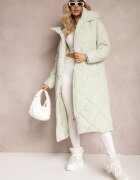 j.style Geacă Palton Matlasată Verde deschis sub genunchi cu glugă Kinassan