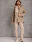 j.style Geacă Parka Bej închis cu Glugă cu Model Original pe Interior Tiosara