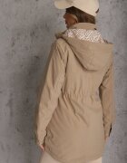 j.style Geacă Parka Bej închis cu Glugă cu Model Original pe Interior Tiosara