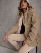j.style Geacă Parka Bej închis cu Glugă cu Model Original pe Interior Tiosara