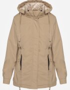 j.style Geacă Parka Bej închis cu Glugă cu Model Original pe Interior Tiosara