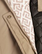 j.style Geacă Parka Bej închis cu Glugă cu Model Original pe Interior Tiosara