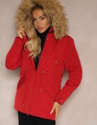 j.style Geacă Parka Bordo Foarte căptușită cu blană la glugă detașabilă Sialthira