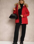 j.style Geacă Parka Bordo Foarte căptușită cu blană la glugă detașabilă Sialthira