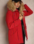 j.style Geacă Parka Bordo Foarte căptușită cu blană la glugă detașabilă Sialthira