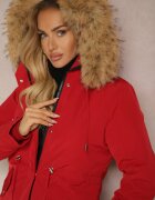j.style Geacă Parka Bordo Foarte căptușită cu blană la glugă detașabilă Sialthira