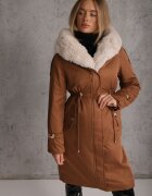 j.style Geacă Parka Maro Căptușită cu Glugă și cordon în talie Semilaura