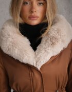 j.style Geacă Parka Maro Căptușită cu Glugă și cordon în talie Semilaura