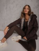 j.style Geacă Parka Maro cu Glugă cu Model Original pe Interior Tiosara