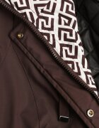 j.style Geacă Parka Maro cu Glugă cu Model Original pe Interior Tiosara