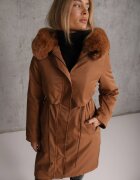 j.style Geacă Parka Maro deschis cu șnur glugă și blană detașabilă Semiriellea