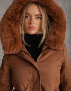 j.style Geacă Parka Maro deschis cu șnur glugă și blană detașabilă Semiriellea