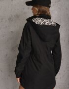 j.style Geacă Parka Neagră cu Glugă cu Model Original la Interior Tiosara
