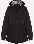 j.style Geacă Parka Neagră cu Glugă cu Model Original la Interior Tiosara