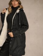 j.style Geacă Parka Negru Stil casual Căptușită cu blană