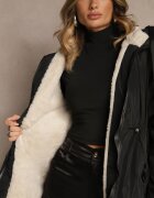 j.style Geacă Parka Negru Stil casual Căptușită cu blană