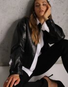 j.style Geacă Ramones Bomber Neagră cu buzunare cu clape Nealira