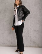 j.style Geacă Ramones Bomber Neagră cu buzunare cu clape Nealira