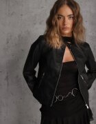 j.style Geacă Ramones Neagră Taliată cu Croi Clasic Tessana