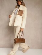 j.style Jachetă Matlasată Bej cu Blană Teddy Olenesia