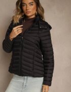 j.style Jachetă Neagră De tranziție cu Cusături matlasate și glugă Suritte