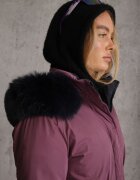 j.style Jachetă-Palton Lungă Mov închis Reversibilă cu Glugă Astrae