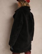 j.style Palton de blană Negru cu două rânduri de nasturi lung Tip Teddy Malwika
