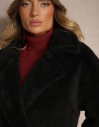 j.style Palton de blană Negru cu două rânduri de nasturi lung Tip Teddy Malwika