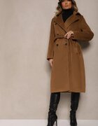 j.style Palton Maro Dublu rând lung cu curea Senadriel