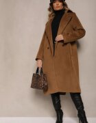 j.style Palton Maro Dublu rând lung cu curea Senadriel