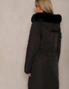 j.style Palton Negru Lung Reversibil cu Glugă Astrae