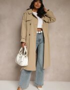 j.style Palton Trench Bej închis cu croi la două rânduri cu șliț și revere Legat în talie Valezi
