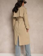 j.style Palton Trench Bej închis cu croi la două rânduri cu șliț și revere Legat în talie Valezi