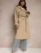 j.style Palton Trench Bej închis cu croi la două rânduri cu șliț și revere Legat în talie Valezi