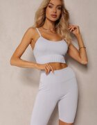 j.style Pantaloni scurți albastru deschis tip ciclistă talie înaltă cu bandă elastică lată în talie Nanseline