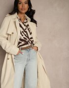 j.style Trenci Bej Dublu Rând cu Cordon și Rever Elegant Fireti