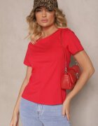 j.style Tricou Roșu Casual din Bumbac Rivali