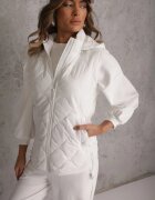 j.style Vestă Albă cu glugă detașabilă și model matlasat Tiozare