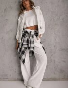j.style Vestă Albă cu glugă detașabilă și model matlasat Tiozare