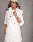 j.style Vestă Albă Decorată cu matlasare și glugă detașabilă Atoria