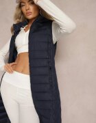 j.style Vestă Bleumarin Matlasată cu Glugă Detașabilă Lasathi