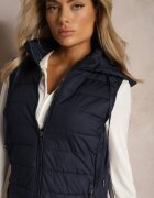 j.style Vestă Bleumarin Matlasată cu Glugă Detașabilă Lasathi