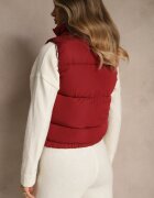 j.style Vestă Bordo Decorată cu Matlasare și Căptușeală Modelată în Meander Olerea