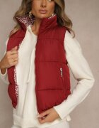 j.style Vestă Bordo Decorată cu Matlasare și Căptușeală Modelată în Meander Olerea
