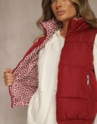 j.style Vestă Bordo Decorată cu Matlasare și Căptușeală Modelată în Meander Olerea