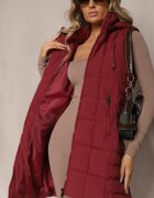 j.style Vestă Bordo decorată cu matlasare și cu glugă detașabilă Atoria