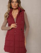 j.style Vestă Bordo decorată cu matlasare și cu glugă detașabilă Atoria