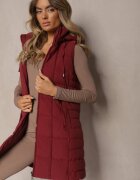 j.style Vestă Bordo decorată cu matlasare și cu glugă detașabilă Atoria