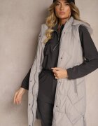 j.style Vestă Gri matlasată cu finisaje elastice și glugă detașabilă Norinvia